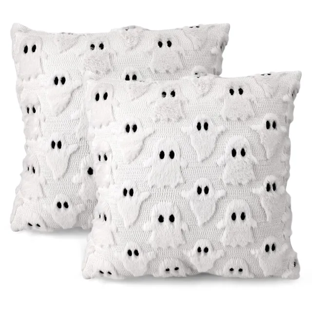 Duraxl Kussensloop - 45 x 45 cm - 2 stuks - Halloween Wit