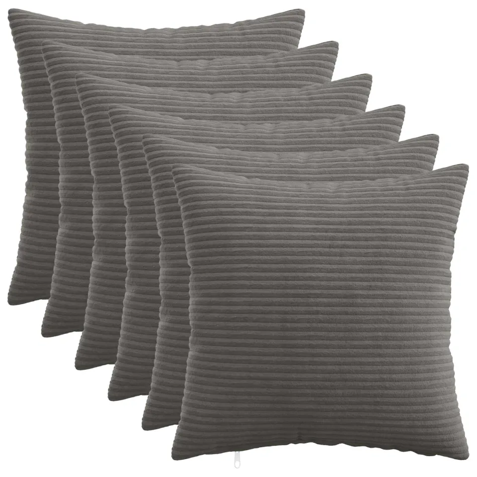 vidaXL Kussensloop 6 st HEERLEN Donkergrijs 35 x 35 cm corduroy, foto 3