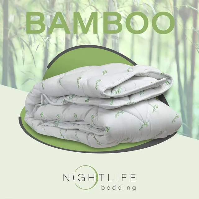 Nightlife Bamboo Dekbed - 200 x 200 cm Wit,Print Logo Groen