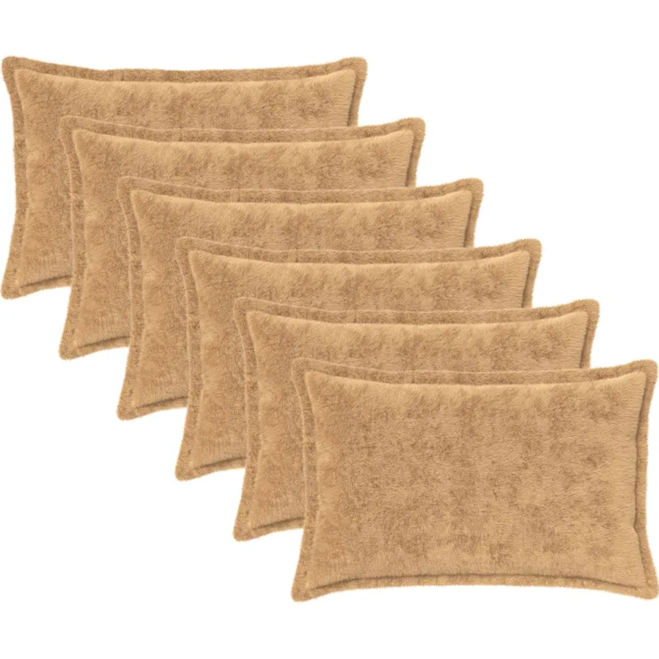 vidaXL Kussensloop 6 st HOUTEN Taupe 50 x 70 cm Nep Konijnenbont, foto 3
