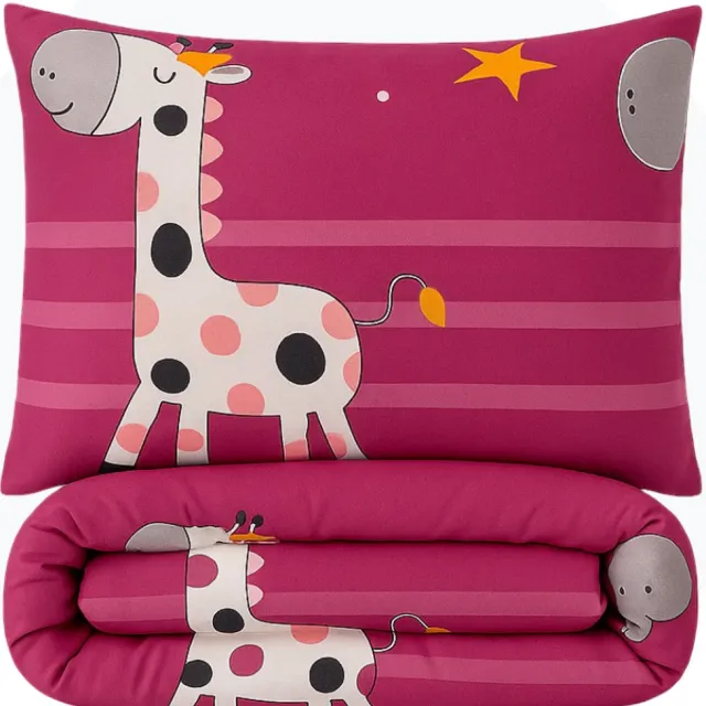 SimplyDream Giraf wasbaar dekbed - Eenpersoons - 140x200 cm - Roze