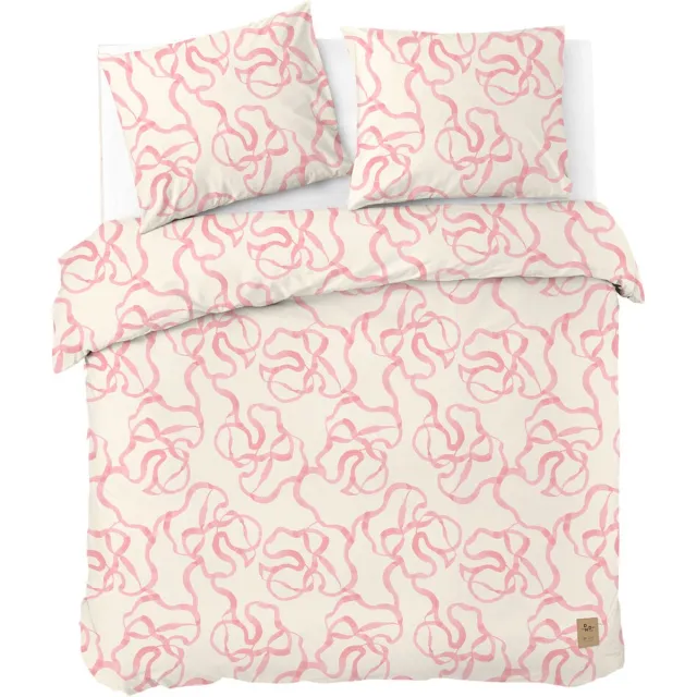Dindi Home Dekbedovertrek Pink Party - 240x220 - 100% katoen - Off White / Roze