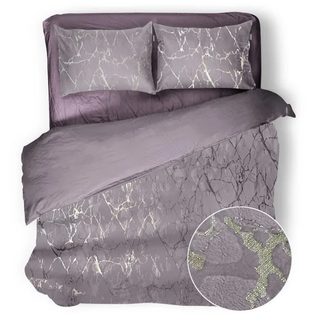 Eleganzzz Dekbedovertrek Marbel Foil Velvet - Rose - Dekbedovertrek 240x200/220cm - 100% Velvet - Lits Jumeaux dekbedovertrekken - Abstract Dekbedovertrek
