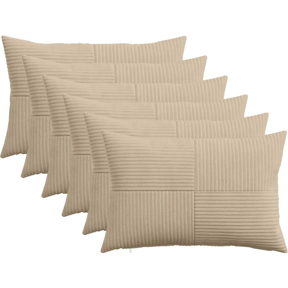 vidaXL Kussensloop 6 st ALMELO Taupe 50 x 70 cm corduroy, foto 3