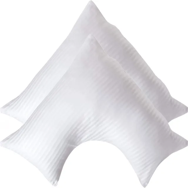 Homescapes Satijn Streep Katoen V-Kussensloop – Set van 2 - Wit - 100% Egyptisch Katoen - 330TC - 38 x 76 cm