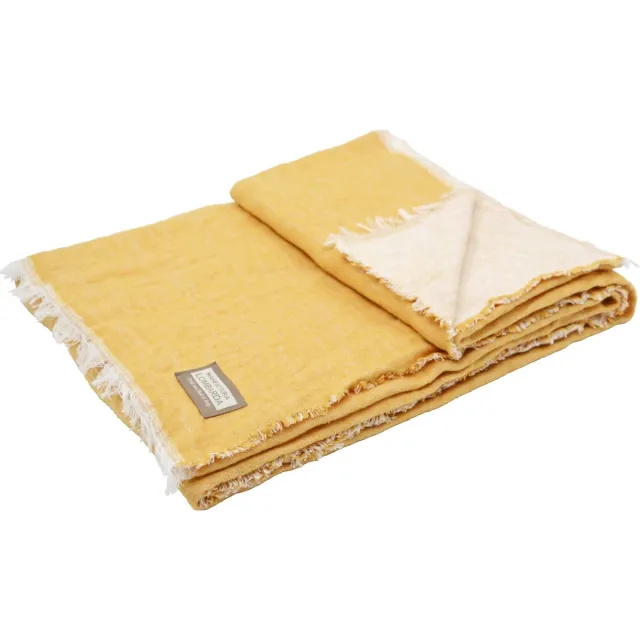 Manifattura Lombarda Plaid - 130 x 175cm - 60% Gerecycled katoen - Geel - Woonplaid