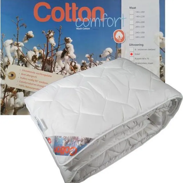 TIMZO Cotton Comfort Dekbed - Enkel - 100% Katoen - Litsjumeaux - 240x220 cm - Wit