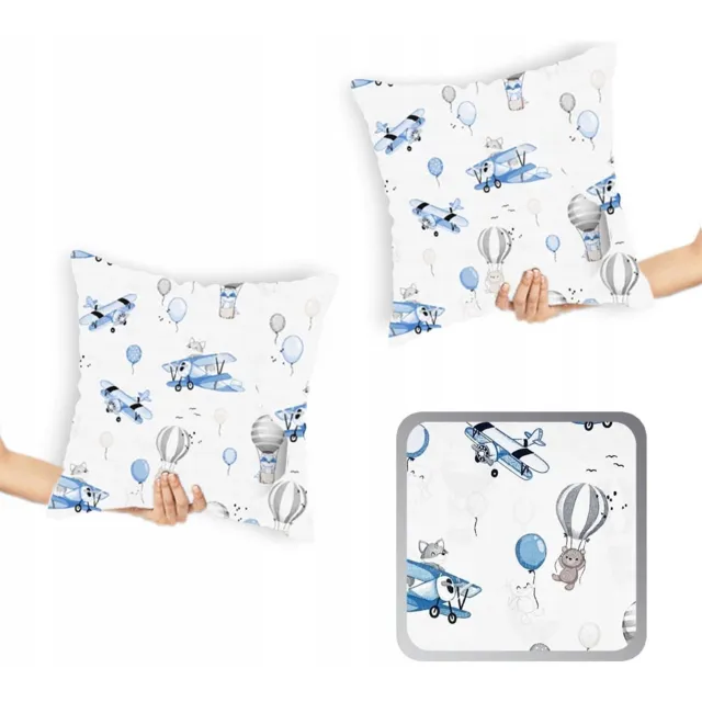 Designpremium 2x Katoenen Kussenslopen 40x40 cm - Blauwe Vliegtuigen