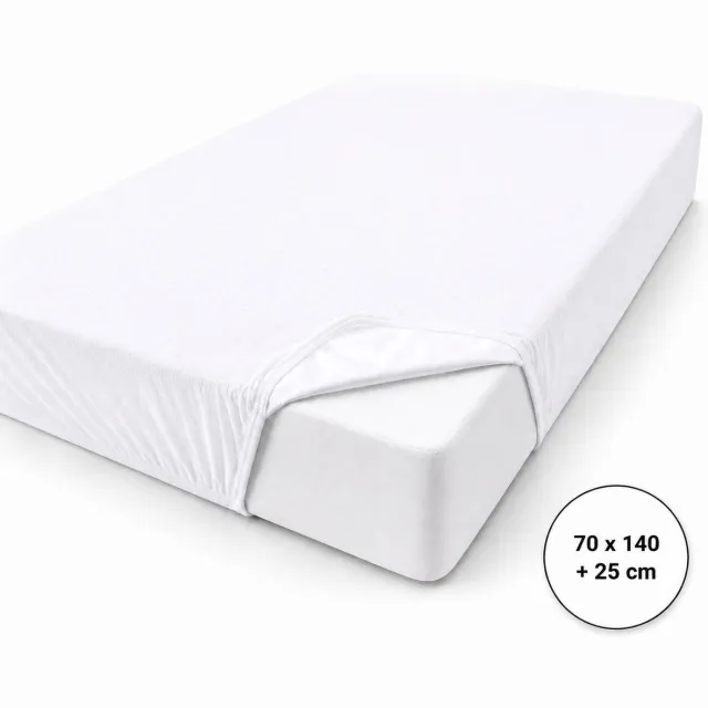 Roden Blue Matrasbeschermer - 70x140 cm - Waterdicht & Wasbaar - Ademend & Anti-allergisch - Hoekhoog 25 cm - Badstof wit
