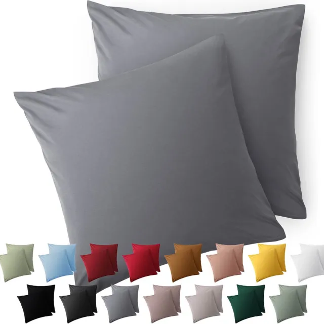 Blumtal Kussensloop Microvezel Kussenhoes 40 x 40 cm - Grijs - Met Rits - Set van 2
