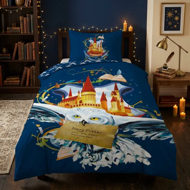 Harry Potter Hedwig Dekbedovertrek - Eenpersoons - 140 x 200 cm - Polyester multicolor