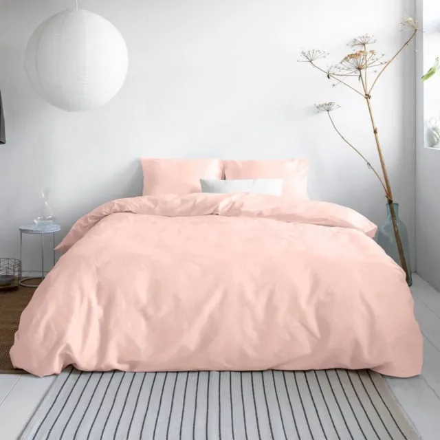Droomtextiel Dekbedovertrek Uni Katoen-Satijn Roze - 140x200/220cm - Hoogwaardige Kwaliteit Super Zacht