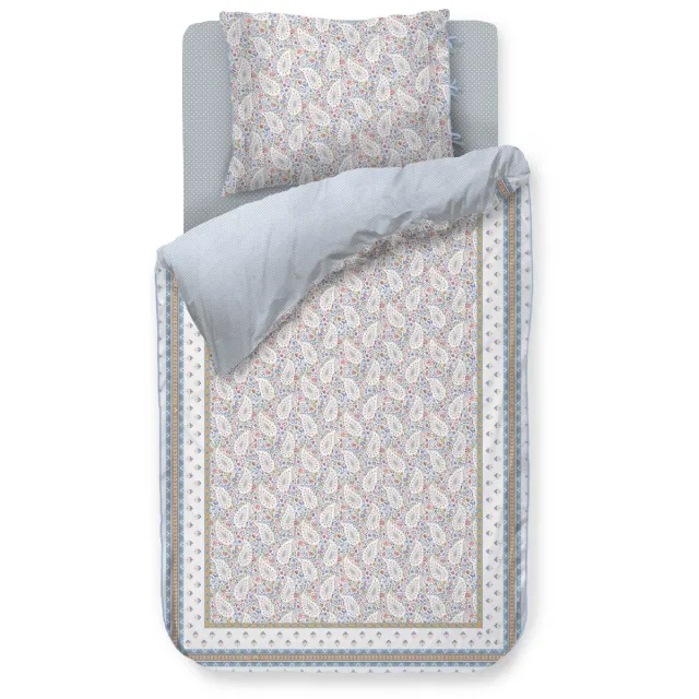Pip Studio Kairi Bloom kussensloop - Licht blauw - 60 x 70 cm