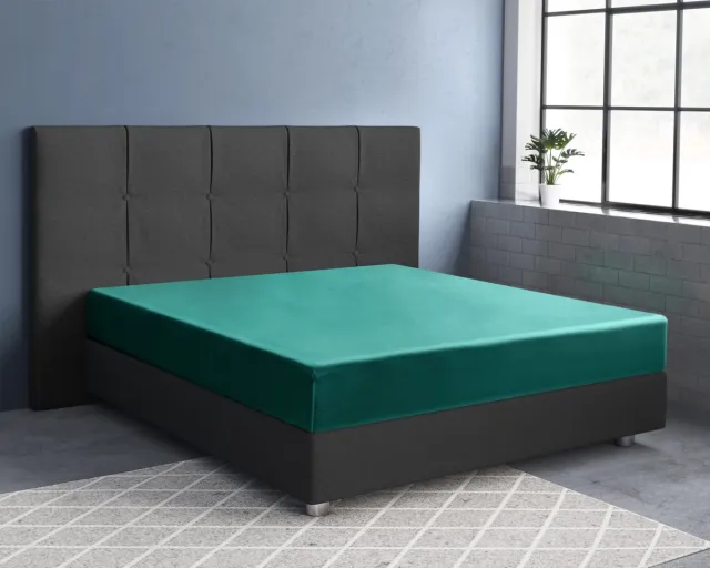 Primaviera Deluxe Satijnen Hoeslaken Donker Groen 160 x 220 Zwart, Wit, Taupe, Grijs, Creme, Antraciet