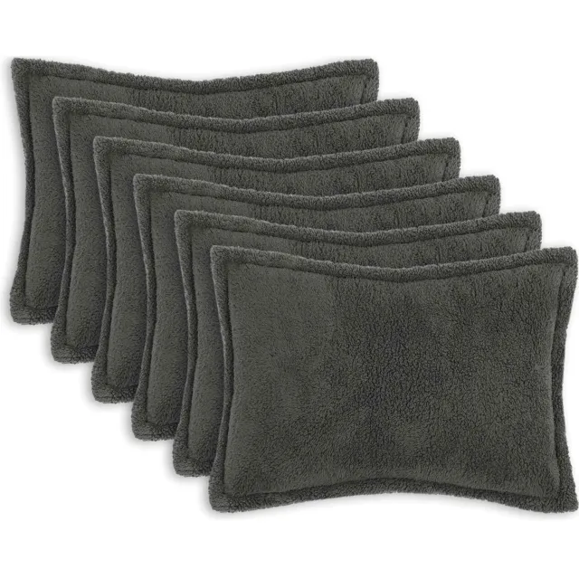 vidaXL Kussensloop 6 st HOUTEN Donkergrijs 50 x 70 cm Bouclé