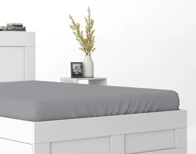 Pure Collection Hoeslaken Katoen Satijn 160x200 cm met Elastiek - Grijs