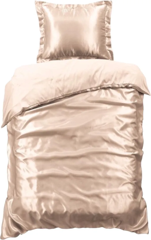 Beauty Silk Dekbedovertrek - 140x200/220 - Glans Satijn - Champagne Lichtbruin