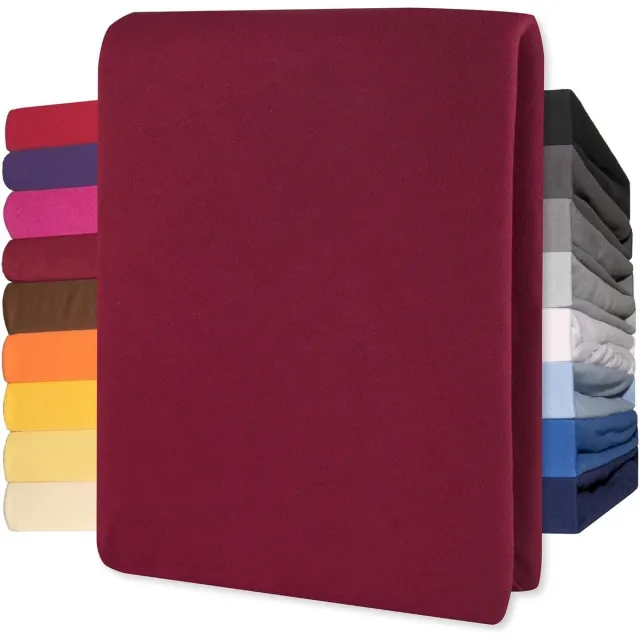 Lucina Topper Hoeslaken Jersey Katoen Stretch - bordeaux 140x200cm - 160x200cm