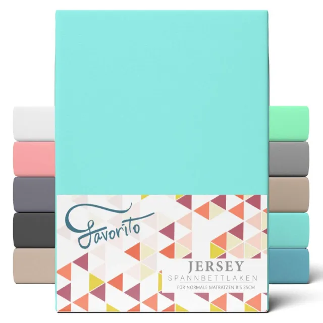 favorito Jersey Hoeslaken 100% Katoen Rondom Elastiek Aqua