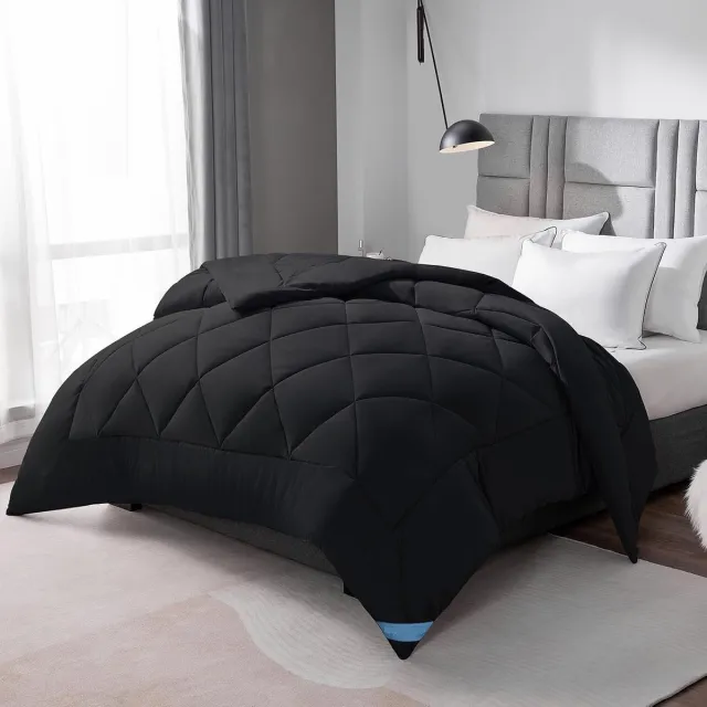 Famanu Dekbed 135 x 200 cm, 4 seizoenen, microvezel, ademend, zwart Neutraal