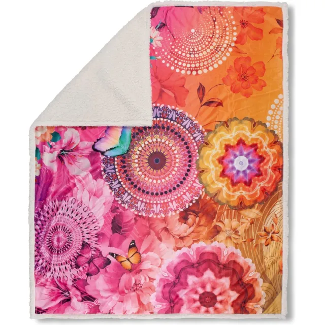 Hanche Plaid 130x160 cm - Bloemen en Vlinders Print - Multi - Polyester - 1 Persoons NTB