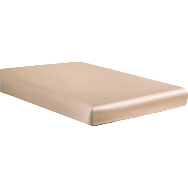 Beauty Silk Hoeslaken - Glans Satijn - Champagne - 140x200 Taupe