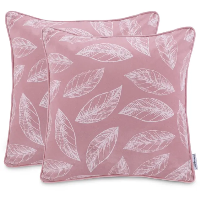 AmeliaHome Boho Blad Kussenhoezen 45x45cm Roze - Set van 2