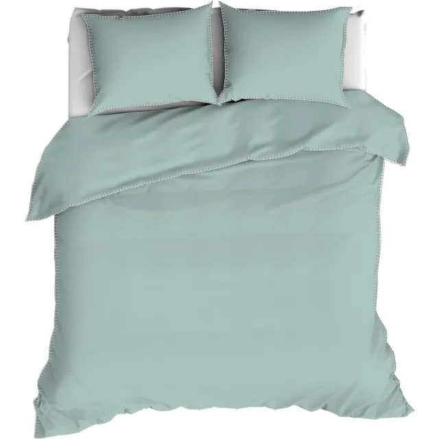 Romanette Visconti Dekbedovertrek - Tweepersoons - 200x200/220 cm - Saliemineral/Wit