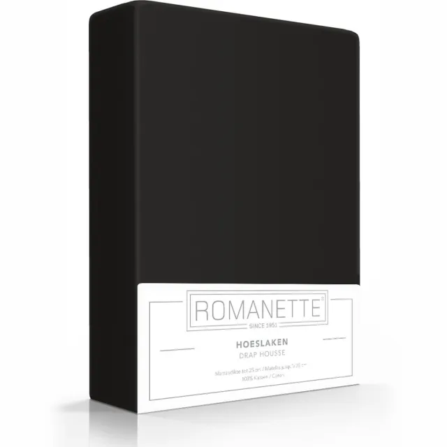 Romanette Luxe Verkoelend Hoeslaken - Katoen - 160x220 cm - Zwart