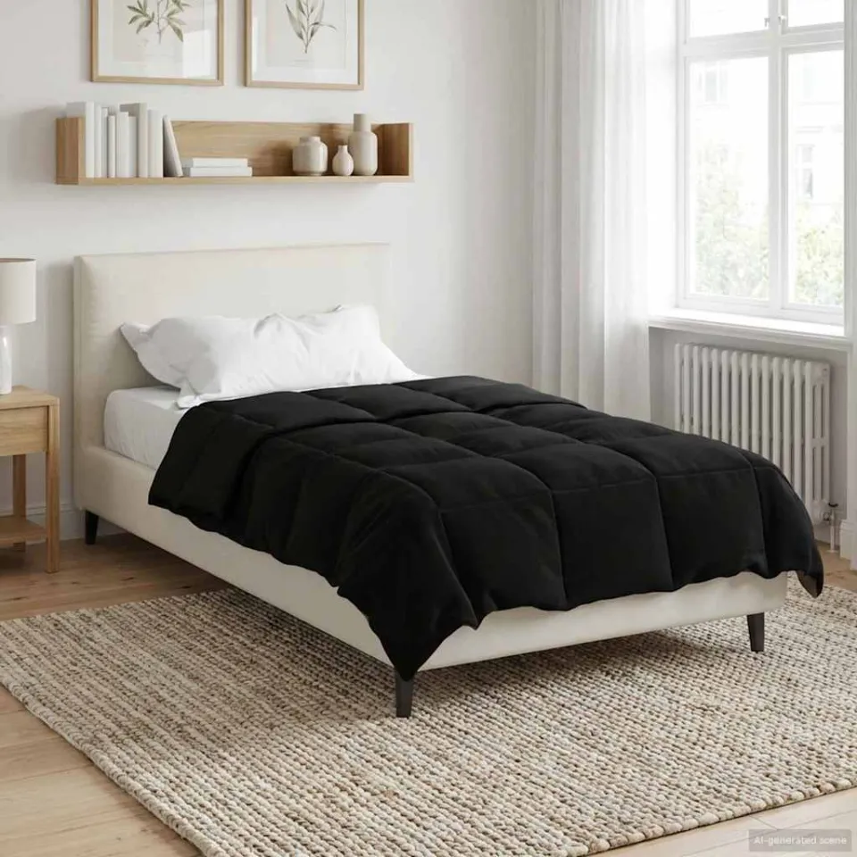 vidaXL Vol jaar dekbed 155 x 220 cm Microfiber (100% polyester) Zwart, foto 4