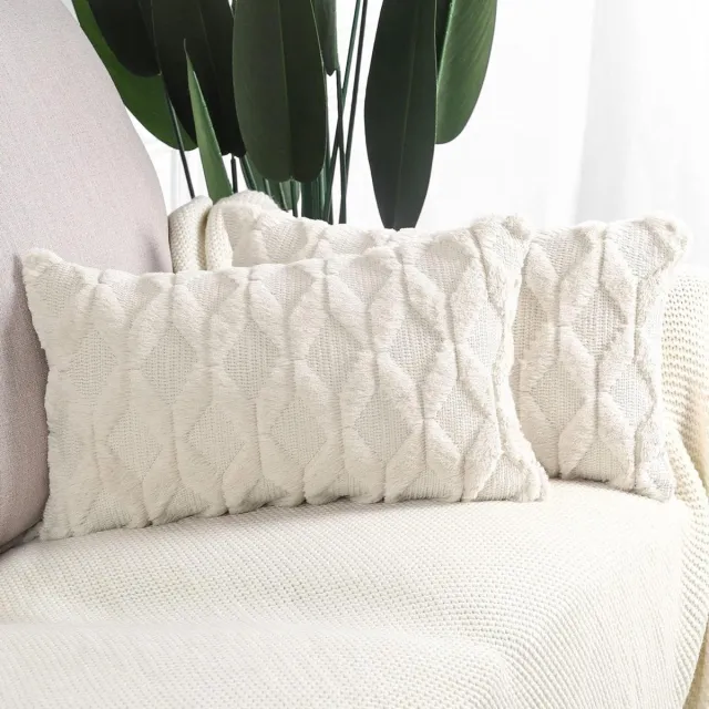 Provento Zachte pluche korte wol fluwelen kussenhoezen - Luxueuze stijl - Bank en slaapkamer - 40x80 cm - Licht Beige. Any