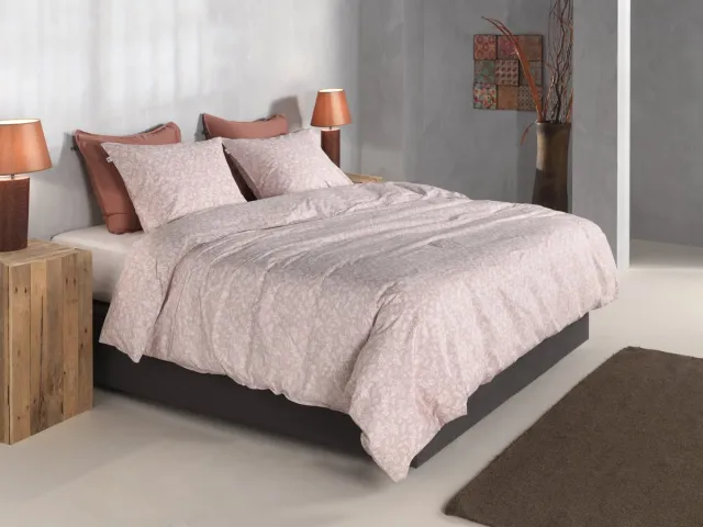 Zohome Dekbedovertrek Petali di Lino - Deken - Dekbed - Roze - 100% Katoen - Bloemen - 2 slopen 60/70 cm Lino Shell Nude