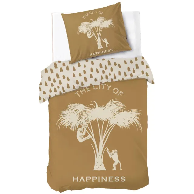 Dindi Home Dekbedovertrek Find the Coconut - 140x220 - 100% katoen - Okergeel