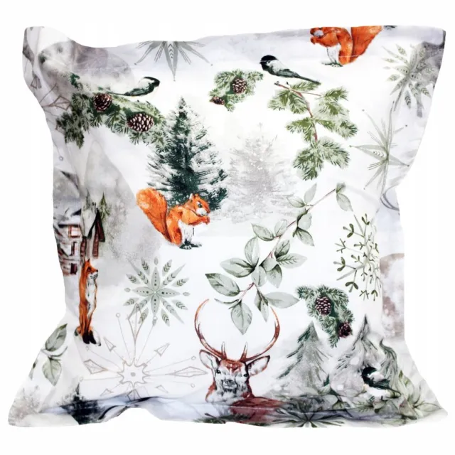 Timex-Pol Kerst Kussenhoes 40x40cm Katoen Decoratief met Rand Meerdere kleuren