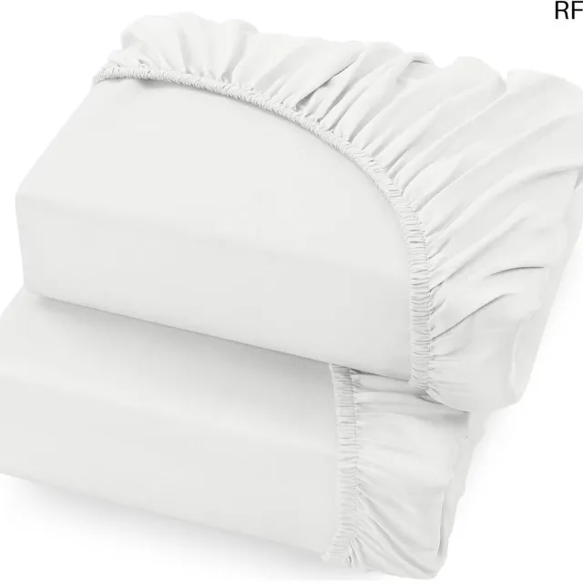 RFWR Hoofdkussen Set van 2 Hoeslakens, 35 cm Diep, Onderhoudsvriendelijk Zacht Geborsteld Microvezel, Krimp- en Verkleuringsbestendig ( , Wit)