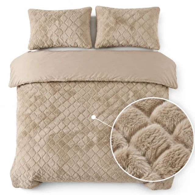 Droomtextiel Syon Teddy Dekbedovertrek Taupe - 140x200/220 cm - Ultiem Zacht