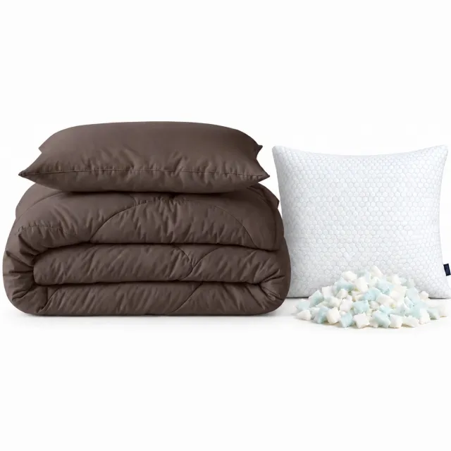 Dekbed-Discounter Sleeptime Dekbed Zonder Overtrek 200 x 200 cm - Inclusief kussen en 2 kussenslopen - Wasbaar op 40 graden - Warmteklasse 2 - Bruin