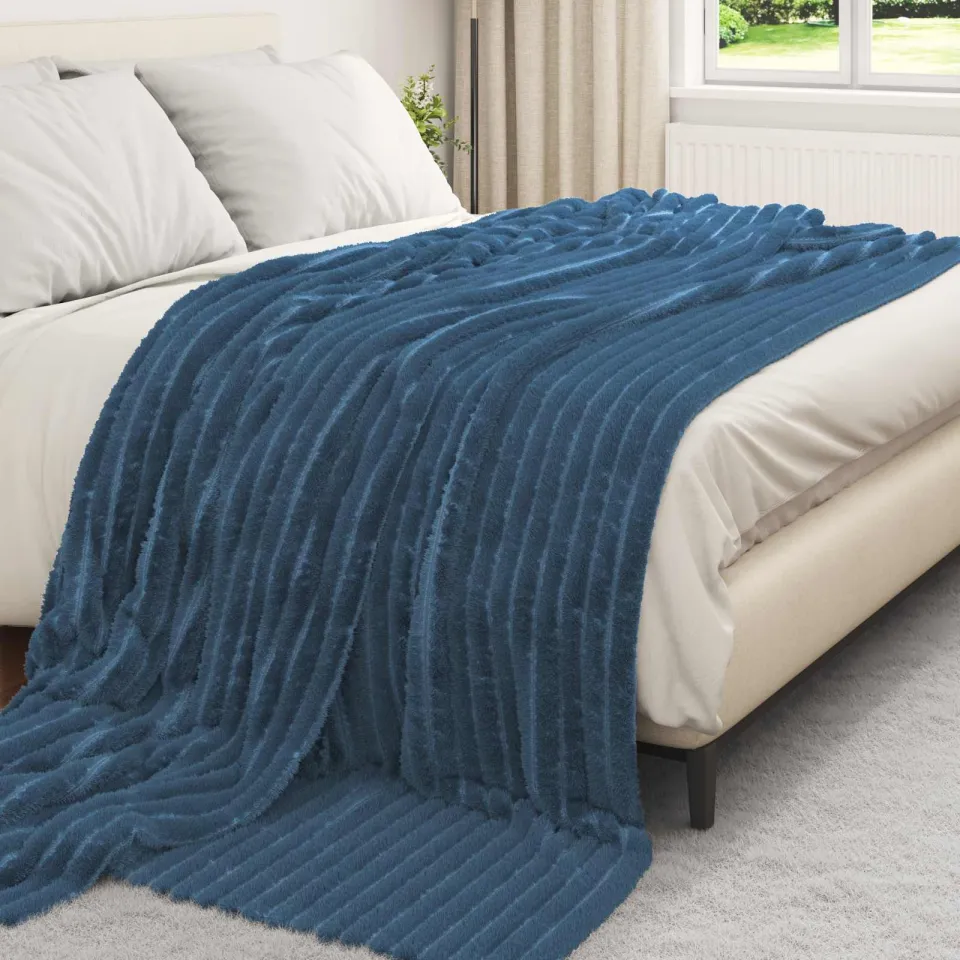 vidaXL plaid Marineblauw 240 x 220 cm 1,36 kg Fleece, foto 3