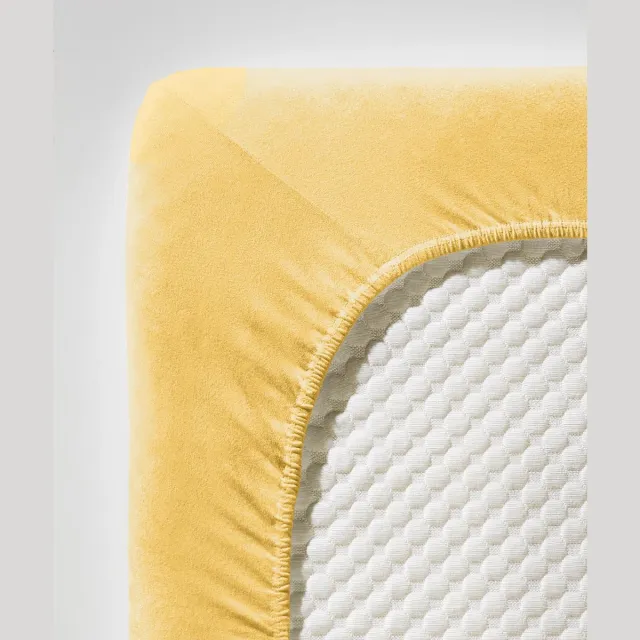 Fleuresse XXL hoeslaken | Jersey stretch hoeslaken | gemaakt van katoen en elastaan | Made in Germany | wasbaar op 60 graden | geschikt voor matrassen tot 40 cm hoog | zonnegeel