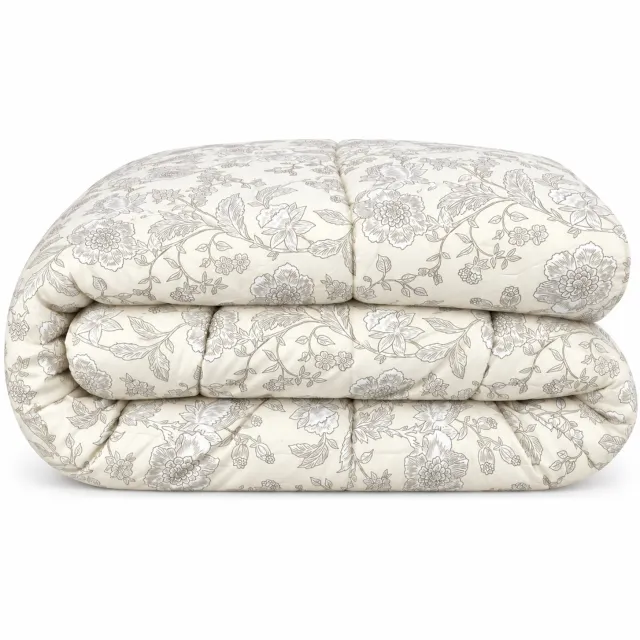 bedlin Premium Dekbed bedrukt - Zonder hoes ( 2 in 1 ) - Tweezijdig - 240 x 220 cm - Flower Taupe Multicolor