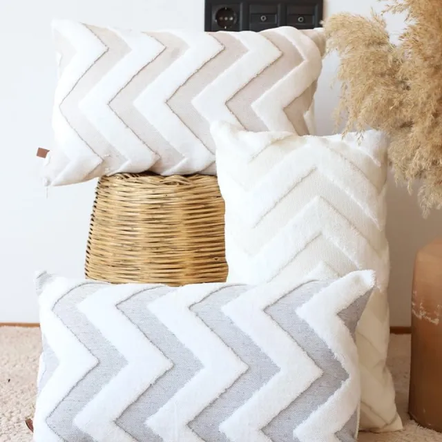 Famanu Corduroy ribfluweel kussenhoezen set van 2 (30x50 cm) – decoratief voor bank/auto/bed – zachte ribstructuur – ecru