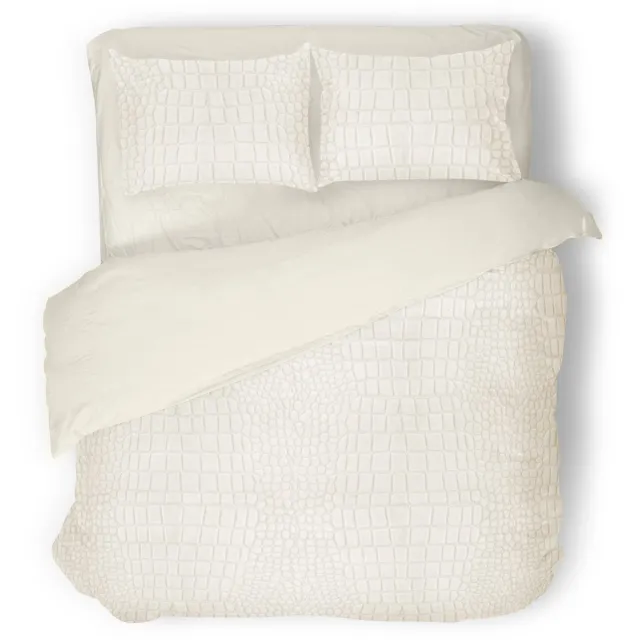 Eleganzzz Dekbedovertrek Micro Mink Crocodile - Dekbedovertrek 240x200/220cm - Off White - Velvet Dekbedovertrek - Dierenprint Dekbedovertrek - Effen Dekbedovertrek Crocodile Ivoor
