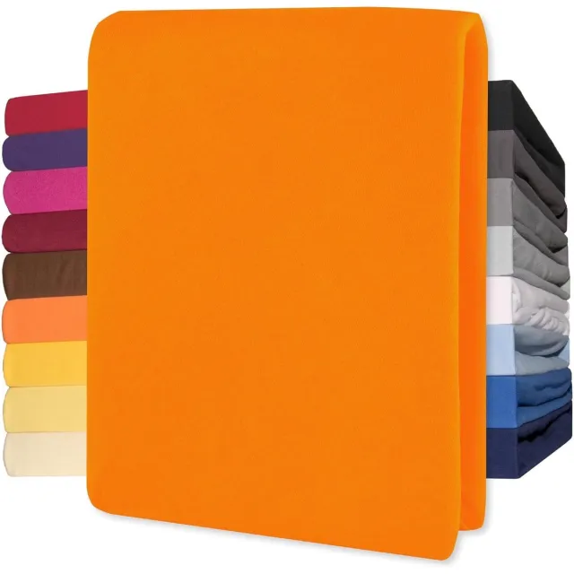 Lucina Topper Hoeslaken Jersey Katoen Stretch - oranje 90x200cm - 100x200cm