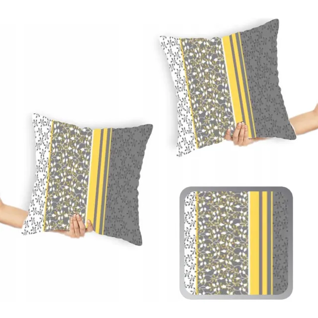 Designpremium Set van 2 Katoenen Satijnen Kussenslopen 40x40 cm - Bloemenpatroon Grijs