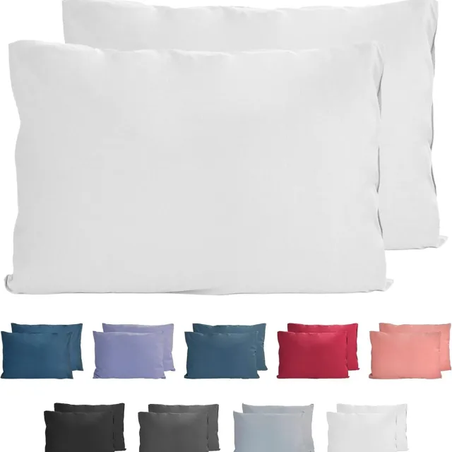 Famanu Katoenen kussenslopen set van 2, 40 x 60 cm, superzachte premium jersey, wit