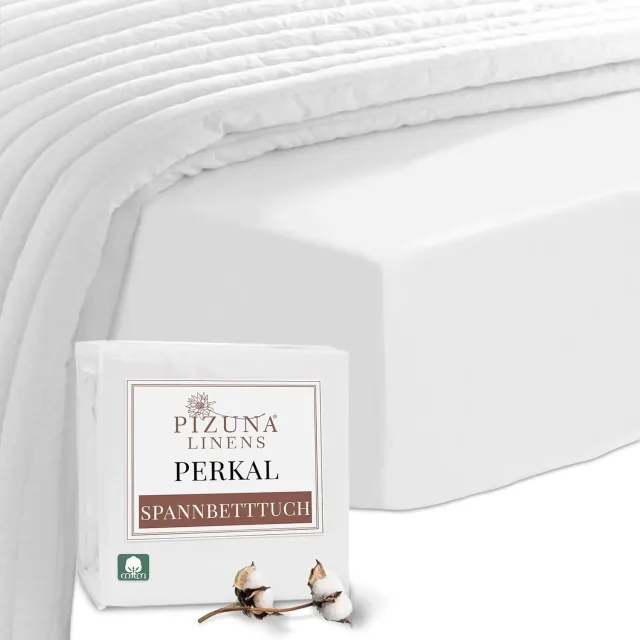 Pizuna Hoeslaken 90x200-100x200 cm Katoen Wit - 40cm Diep