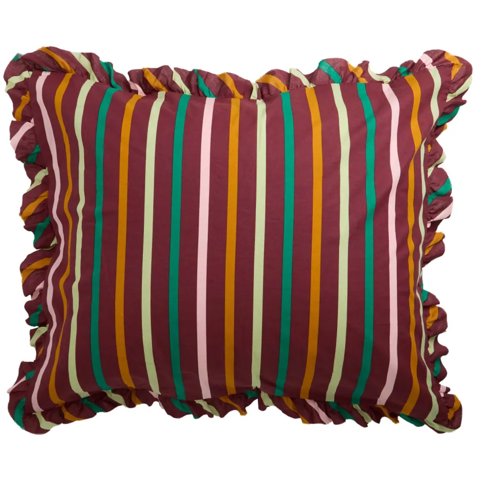 NOUS Living katoenen kussensloop met print donkerrood