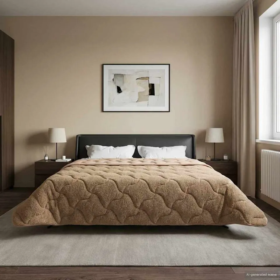 vidaXL Winter Dekbed 220 x 260 cm Winter Taupe Ademend, foto 4