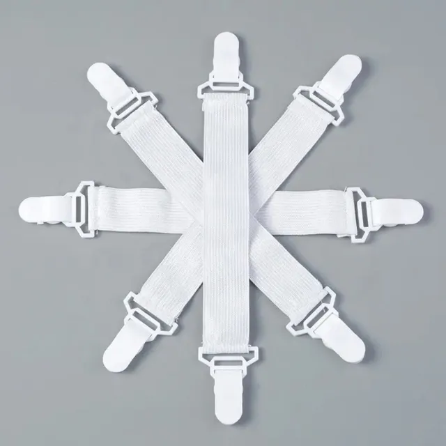 New Age Devi 4-delige set lakenklemmen en -spanners glad hoeslaken, dekbed of laken - De ultieme oplossing voor losse lakens en dekbedden! Wit