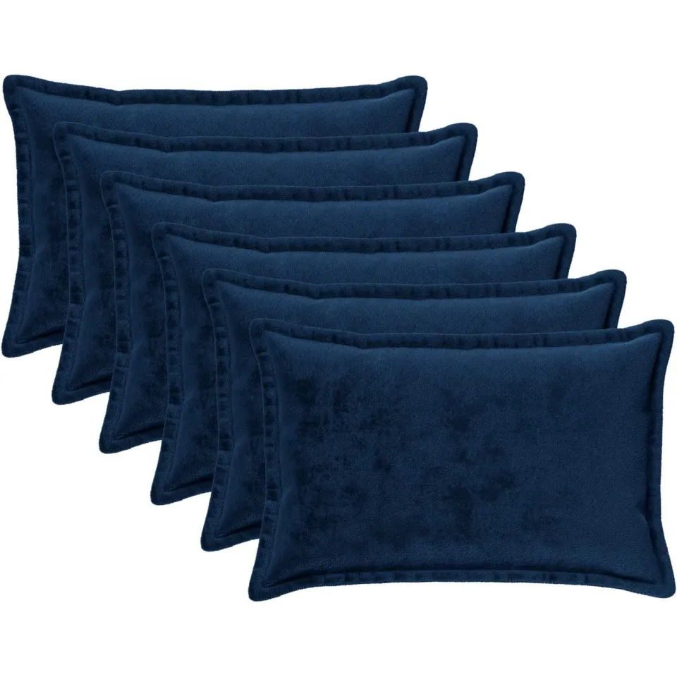 vidaXL Kussensloop 6 st HOUTEN Marineblauw 30 x 50 cm Flanel, foto 3